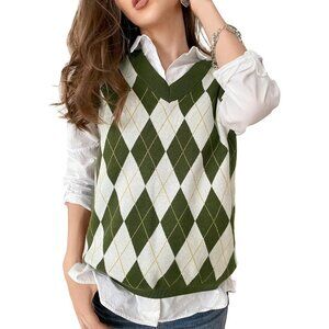 Womens Knitted Sweater Vest Polyester Cotton Spandex Cozy Fall Spring